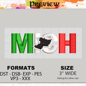 Michoacán | MICH |  Mexico | Logo Embroidery Design | Digital File only