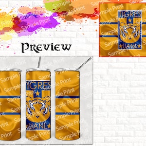 Club Tigres UANL #4 Template Designs | 2 Files | Skinny Tumbler & Straight 20oz Design