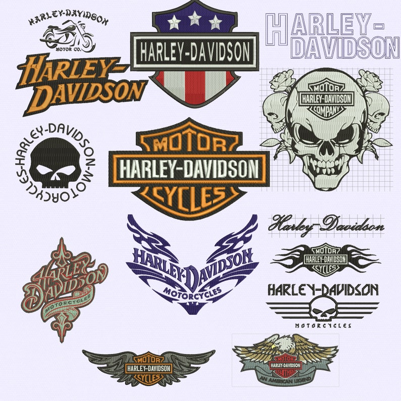 Harley Davidson Embroidery 14 Different Design Etsy