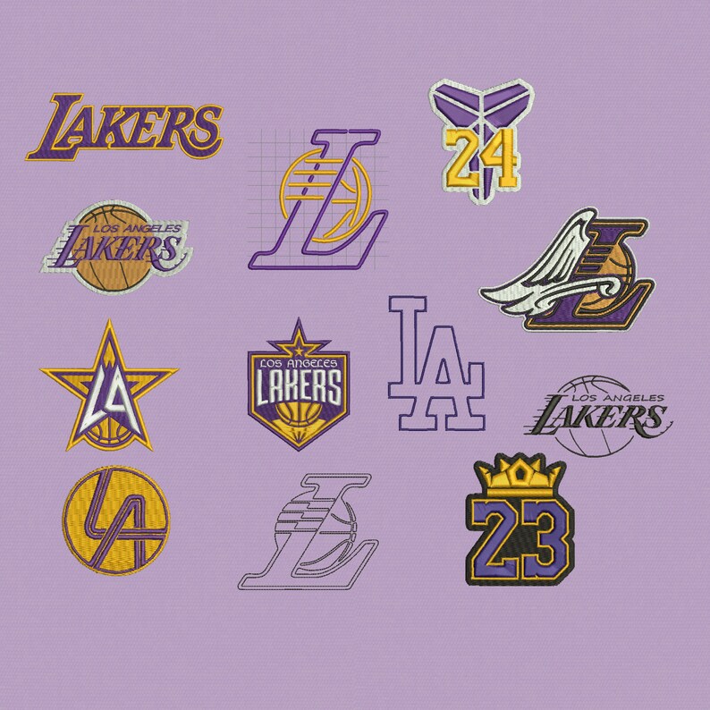 Lakers Embroidery Packs 12 Different Design | Etsy