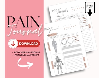 PAIN JOURNAL | Daily Pain Tracker | Journal Prompts | Pain Management | Symptoms Tracker | Self Discovery Journal | PDF A5, A4, Letter Size