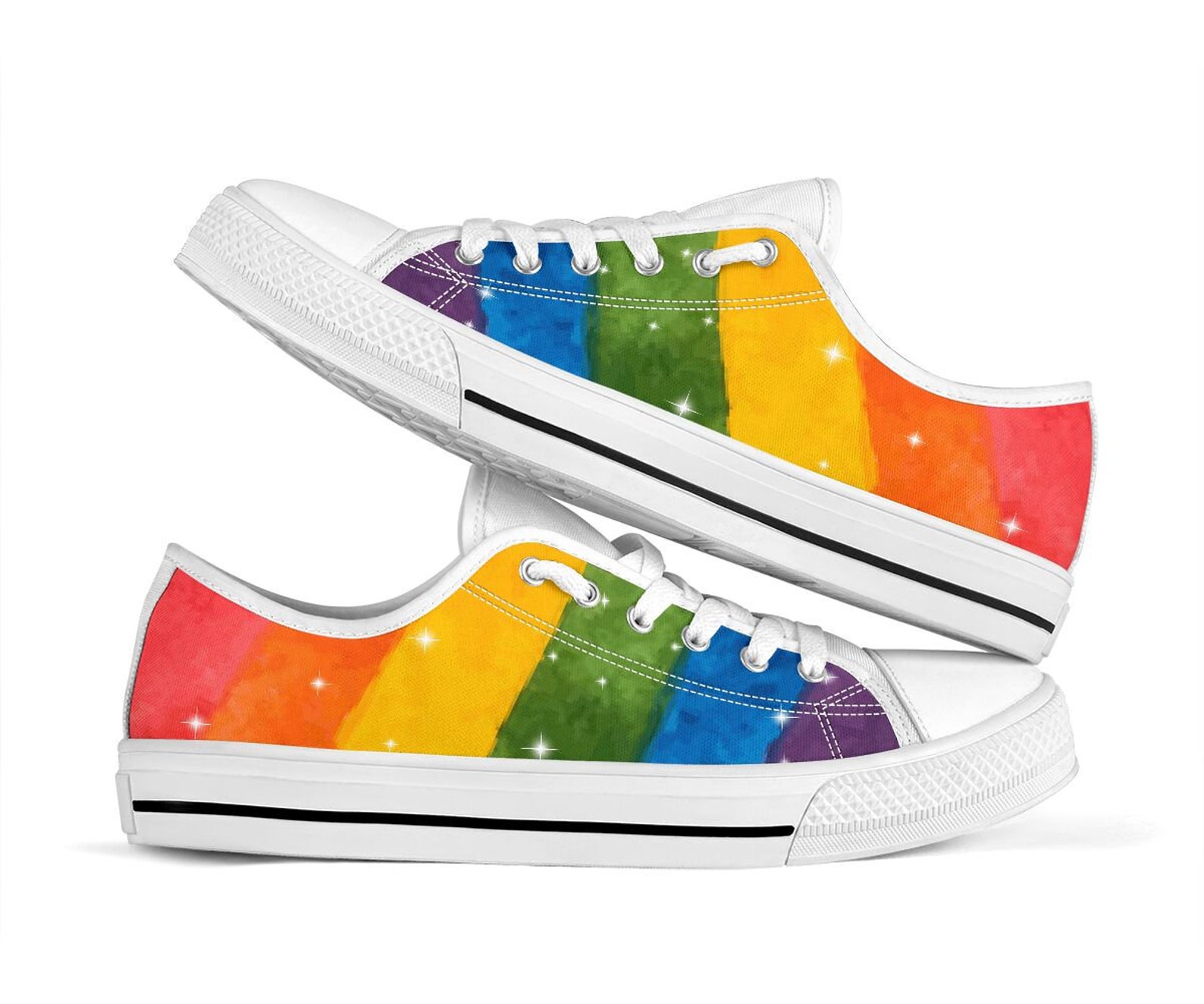 white rainbow shoes