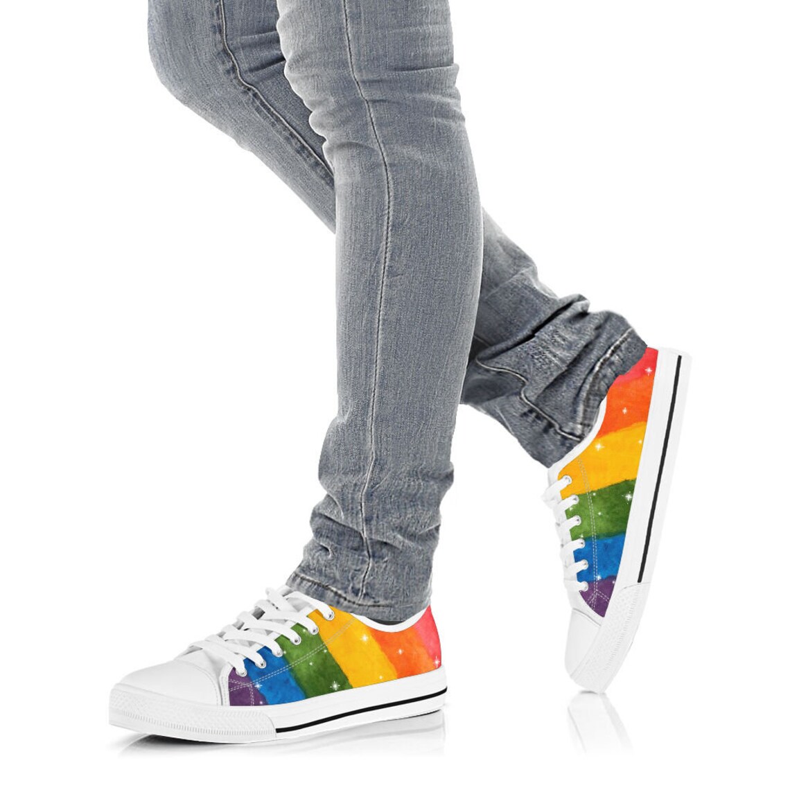 white rainbow shoes