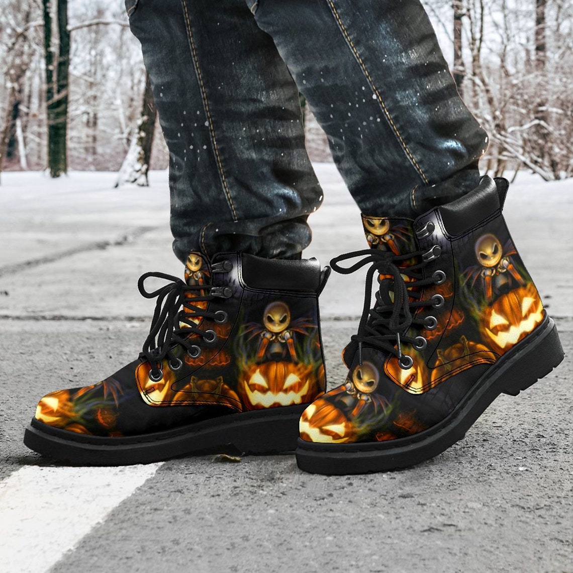 Jack Skellington Halloween All Season Boots Vegan Leather Etsy