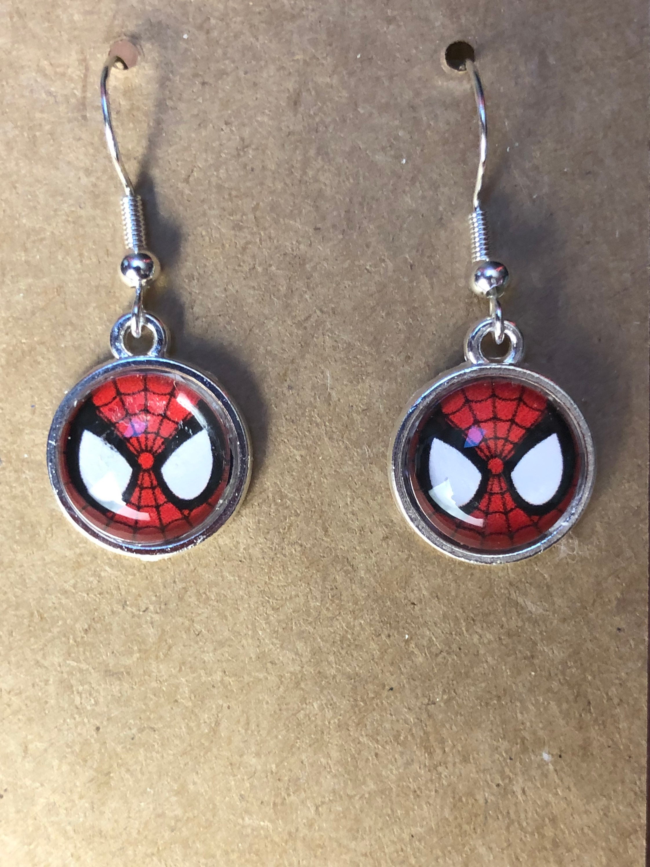 Marvel Inspired Spiderman Super Hero 12mm Earrings4 Styles