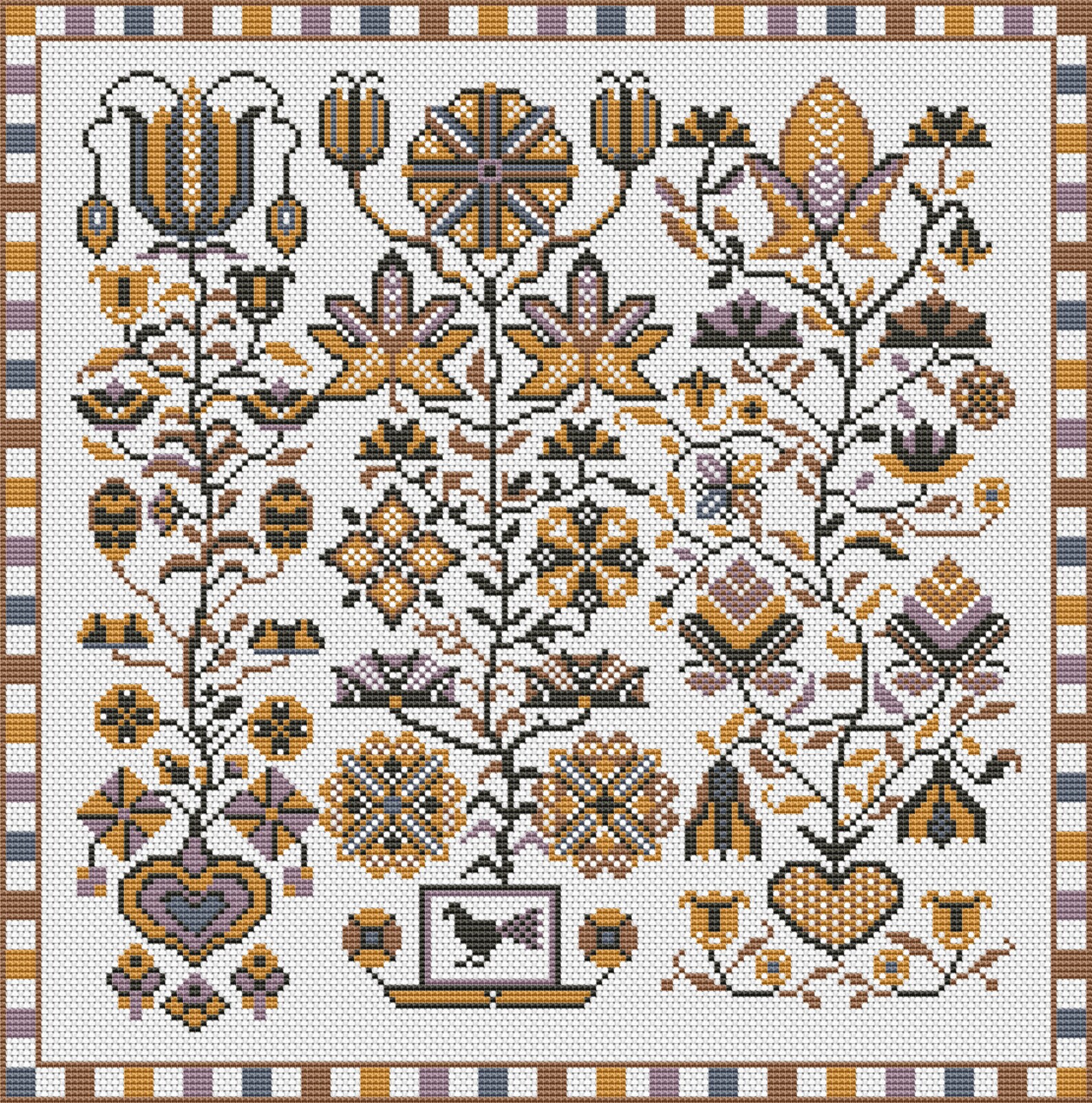Cross Stitch Chart Fraktur PDF pattern Fraktur Flowers | Etsy