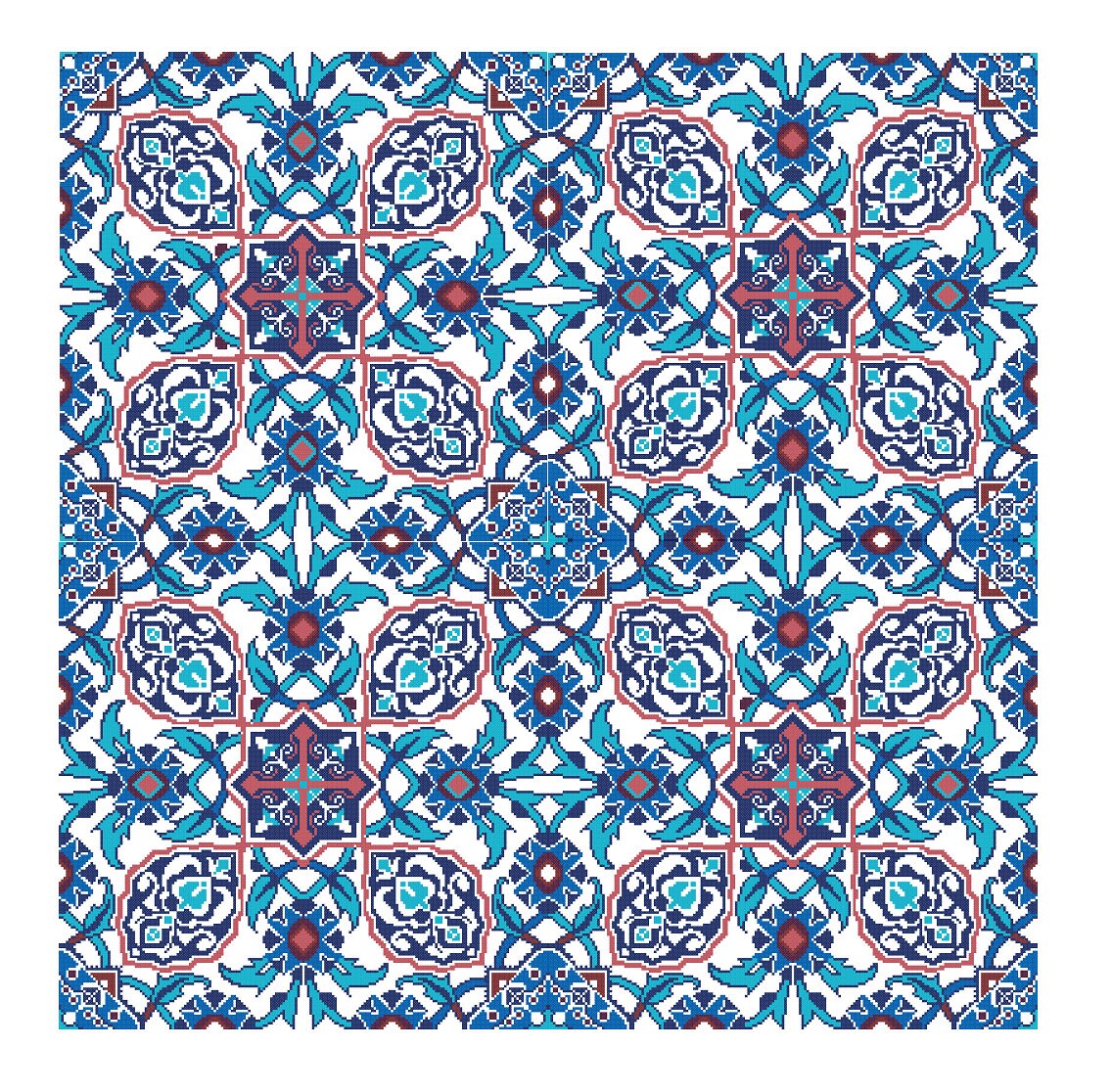 Cross Stitch Arabic Squares Simple Square Pattern Turkish Etsy