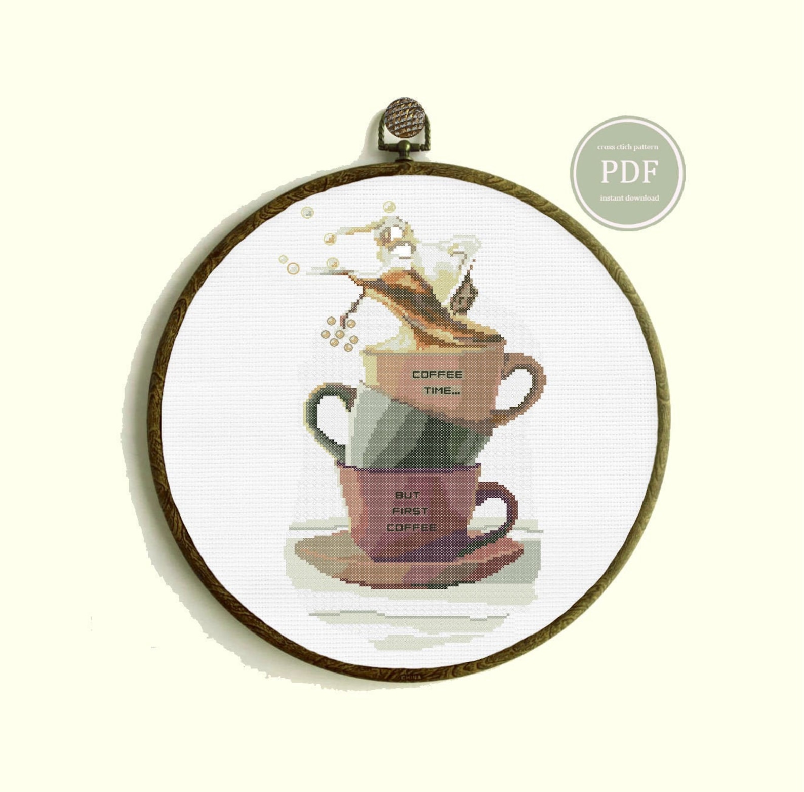 Coffee Cup Cross Stitch Pattern PDF. Instant Download. Simple Etsy