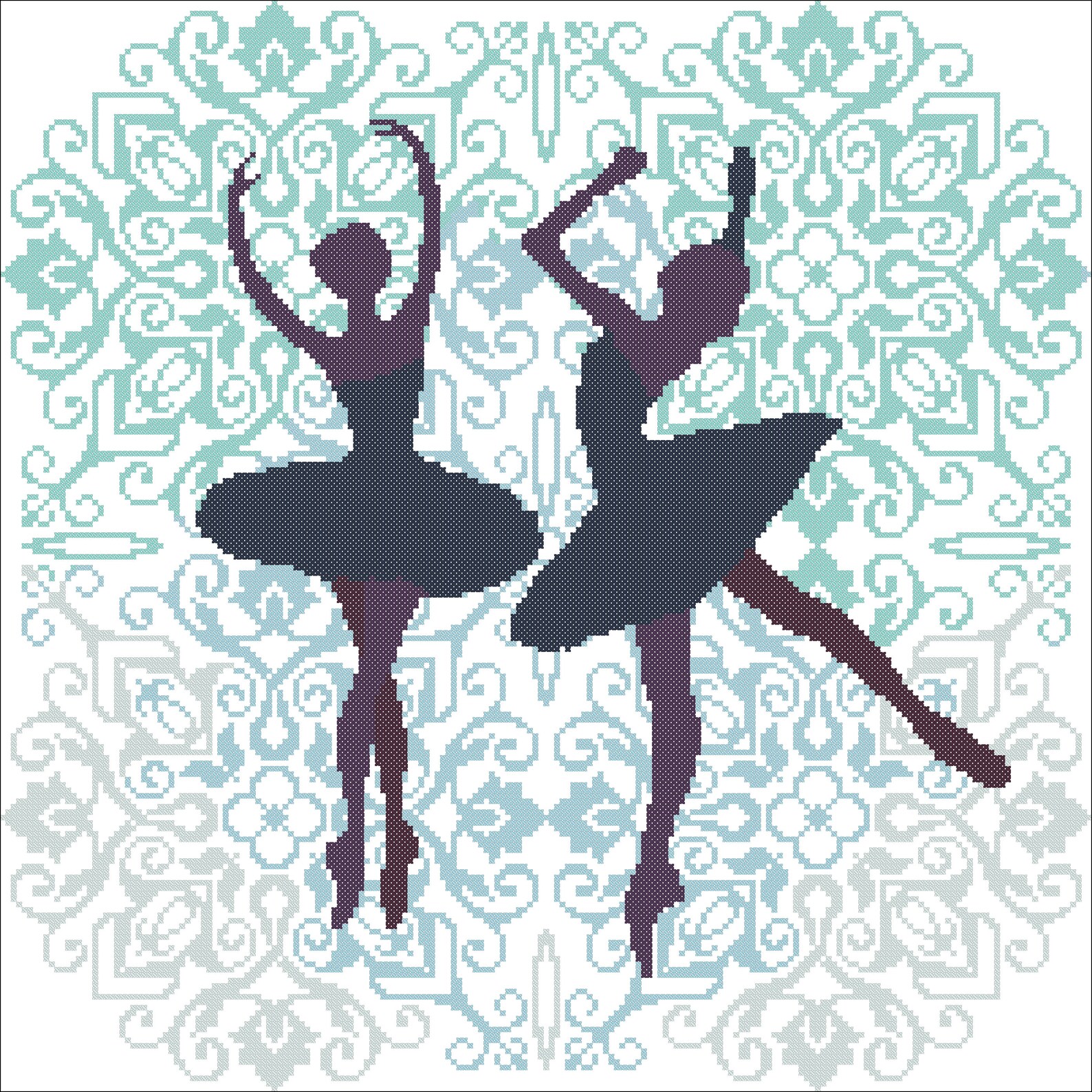 Sampler Cross Stitch Ballerinas Dance Beautiful Simple Etsy