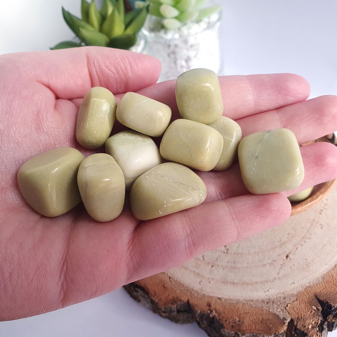 Olive Jade Tumble Stone Green Jade Tumble UK Etsy