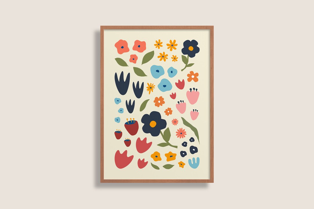 Boho Floral Art Print Abstract Wall Art Flower Pattern Etsy