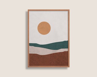 Boho Palm Tree Print, Abstract Wall Art, Textured Landscape, Home Décor ...