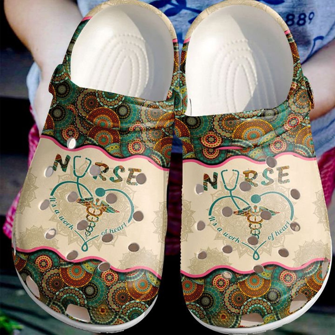 Nurse A Work Of Heart Crocs Clog Shoes Love Nurse Crocs Love | Etsy