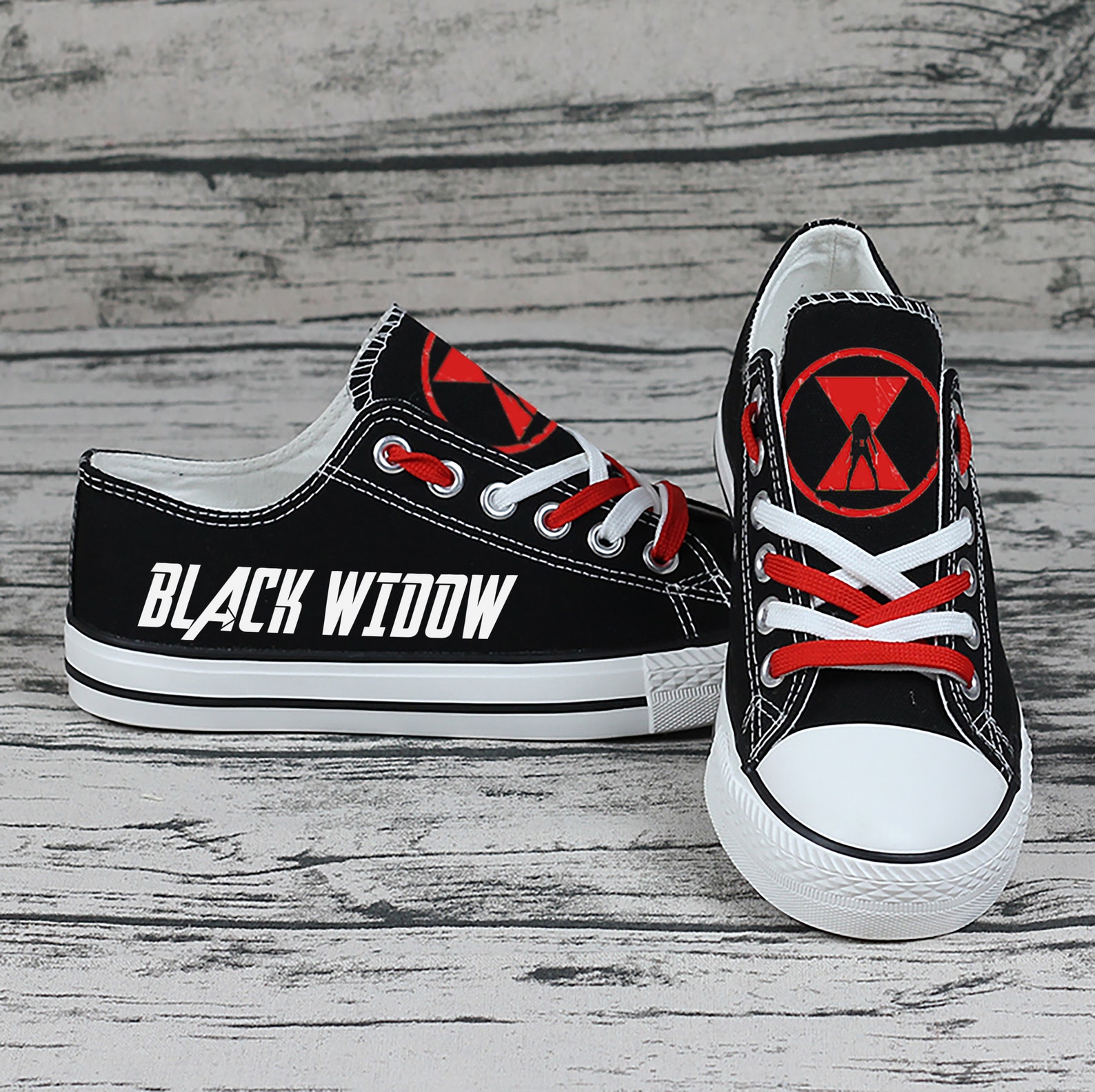 Black Widow Low Top Shoes Black Widow Shoes for Fan Black Etsy