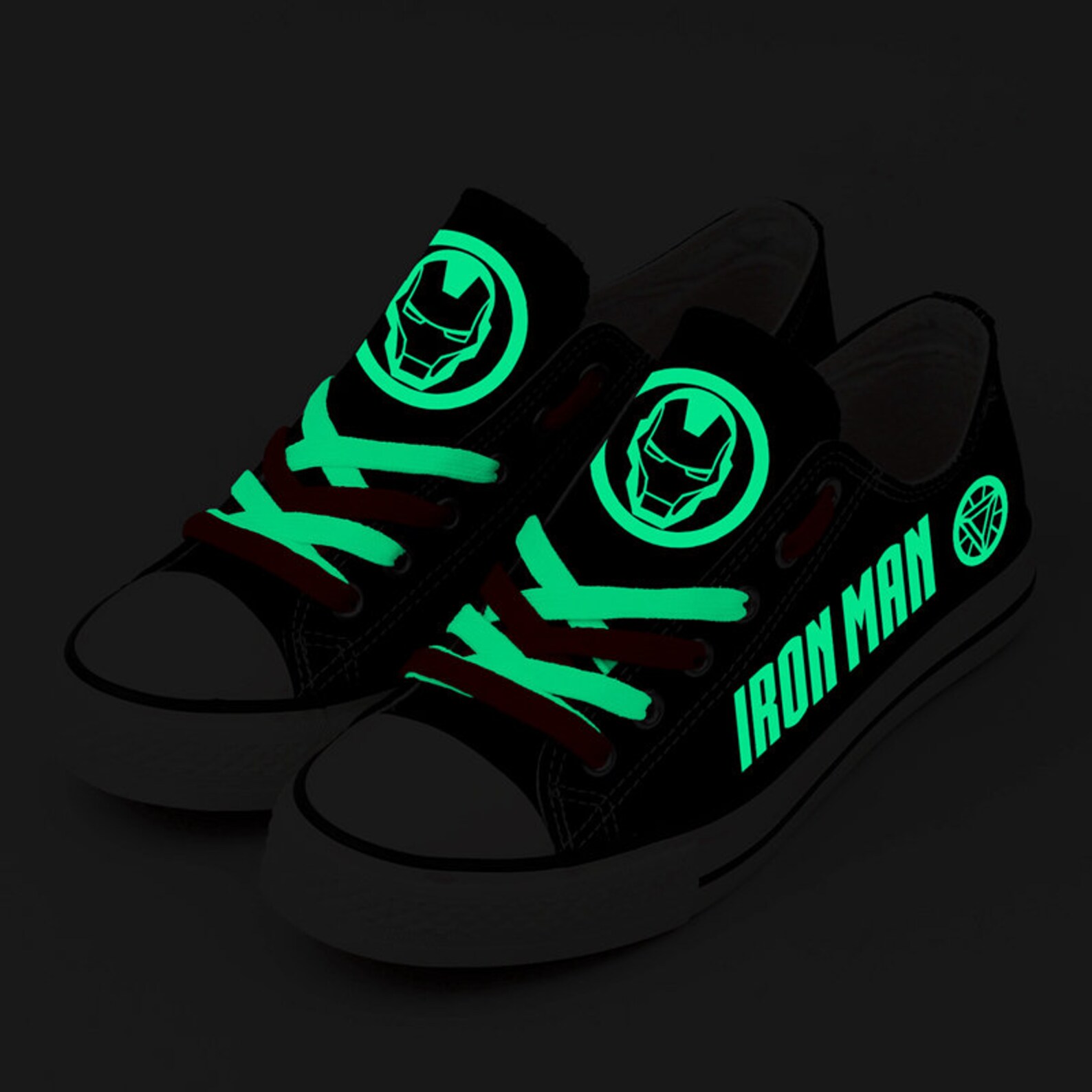 Iron Man Luminous Low Top Shoes Glow In The Dark Iron Man | Etsy