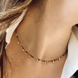 Dainty Tourmaline Necklace | Happiness + Confidence | Tiny Gemstone | Watermelon Tourmaline Choker | Colorful Beaded Necklace | Gift for Her