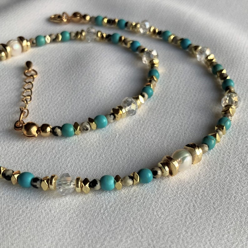 Turquoise Necklacebeads and Pearl Necklaceanxiety Relief Hematite ...