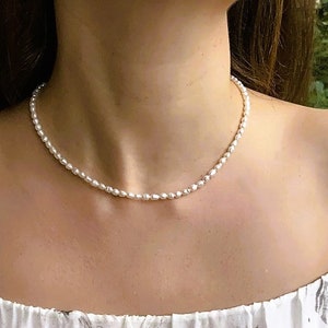 Pearl Necklace | Freshwater Pearl Necklace | Dainty Pearl Necklace | Classic Rice Pearl Necklace | Layering  Necklace | Gift for her