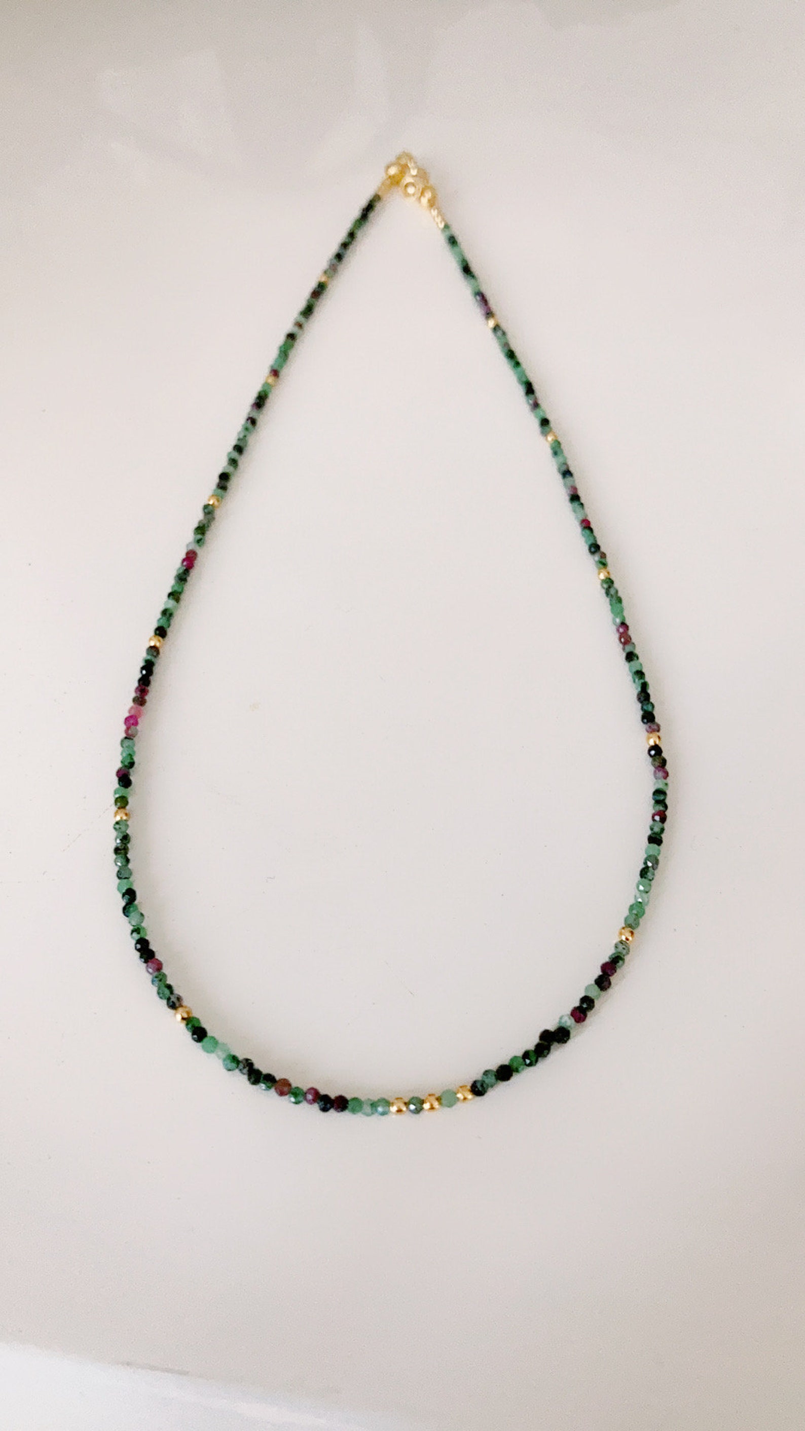 Minimalist Emerald Necklace Real Gemstone Aesthetic Etsy