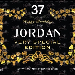 Personalized BLACK Cognac Label, Birthday Custom Label, Custom Cognac Label, Liquor Labels