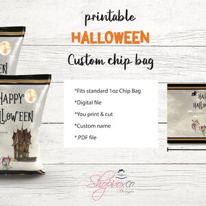 Personalized Halloween Chip Bag, Halloween Custom Label, Personalized Chip Bag, Party Chip Bag, Happy Halloween