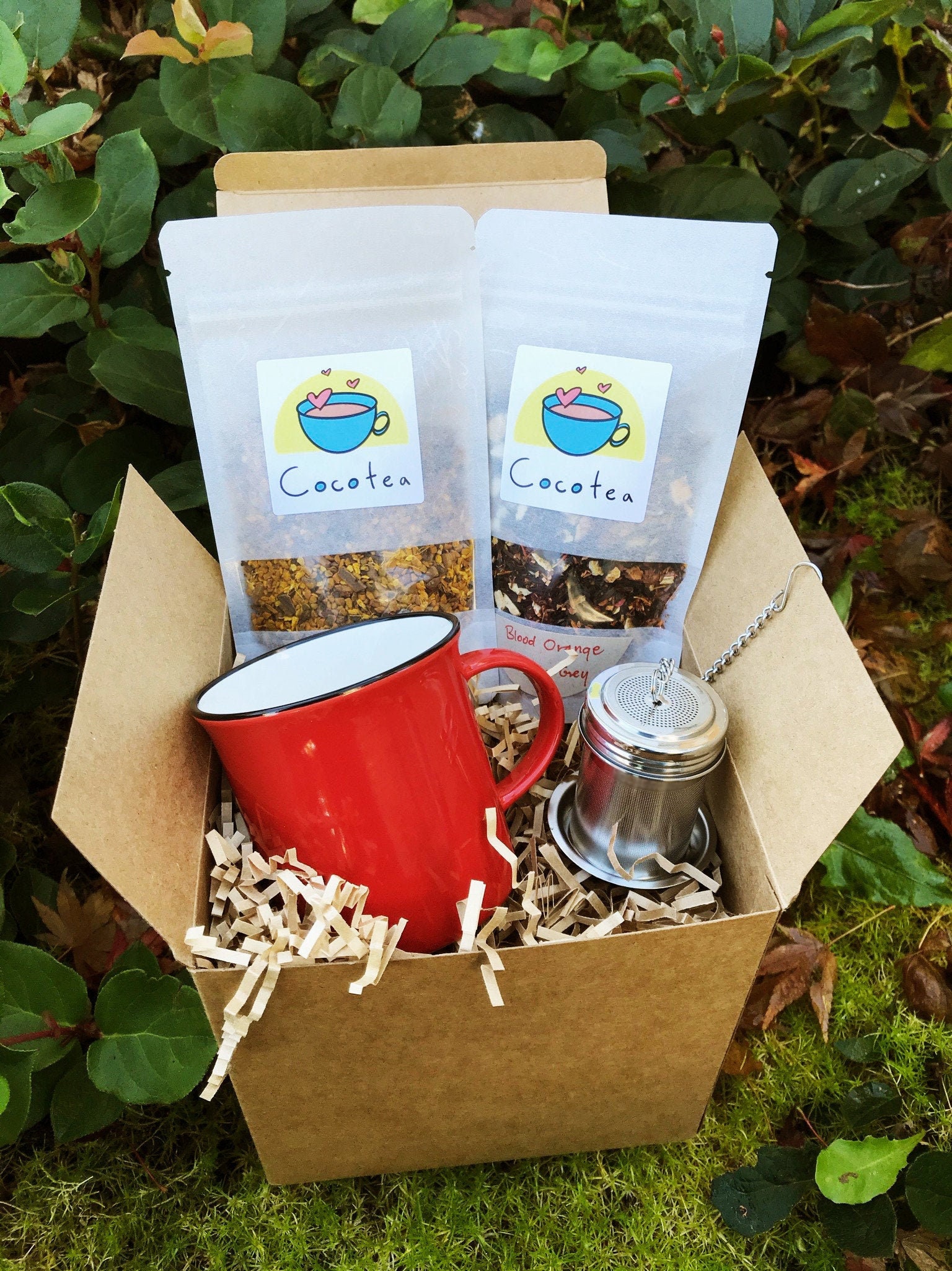 Tea sampler gift box set 2oz loose leaf teas red ceramic Etsy