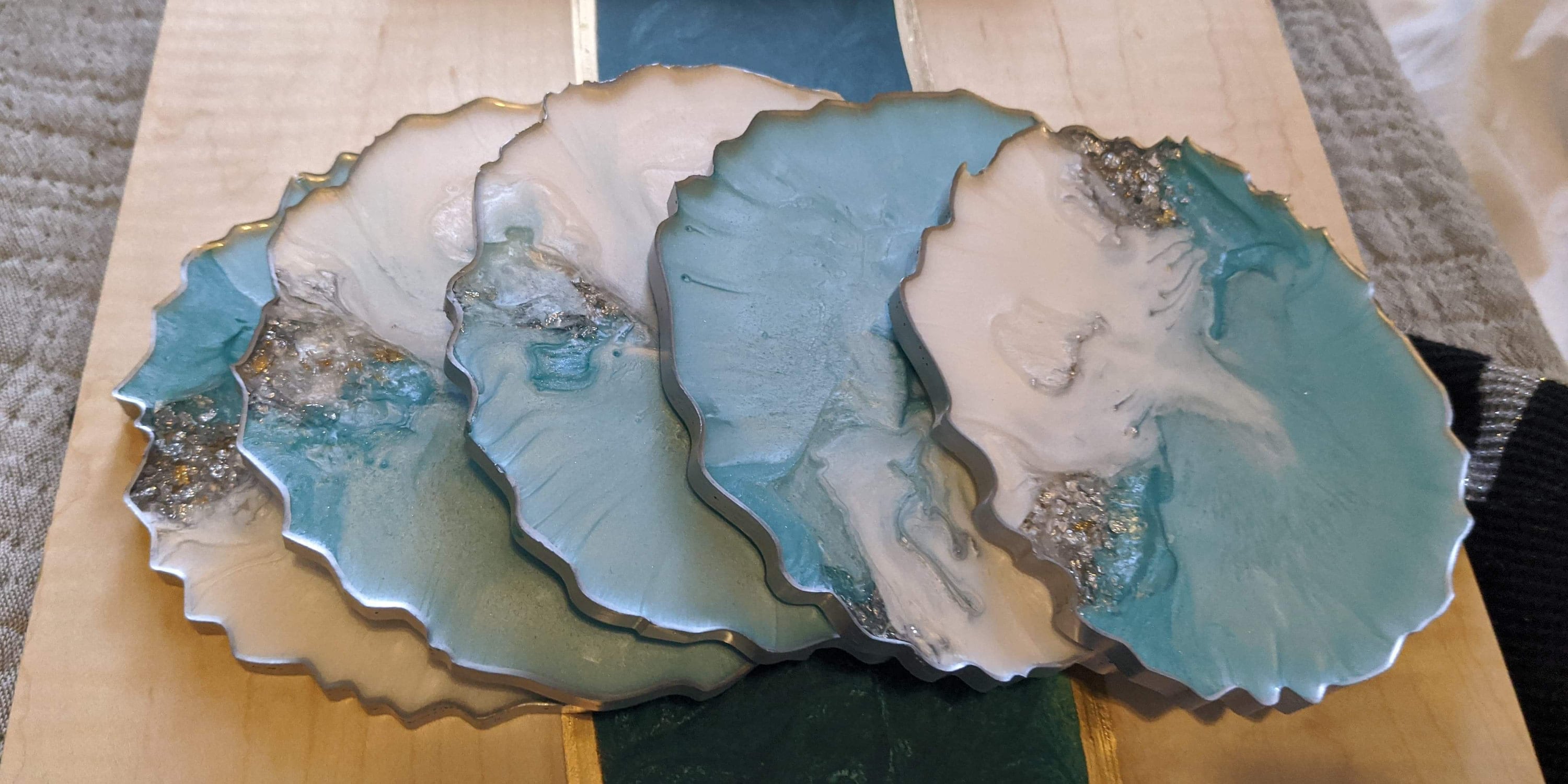 Custom Made Hand Made Resin Coaster Set Etsy