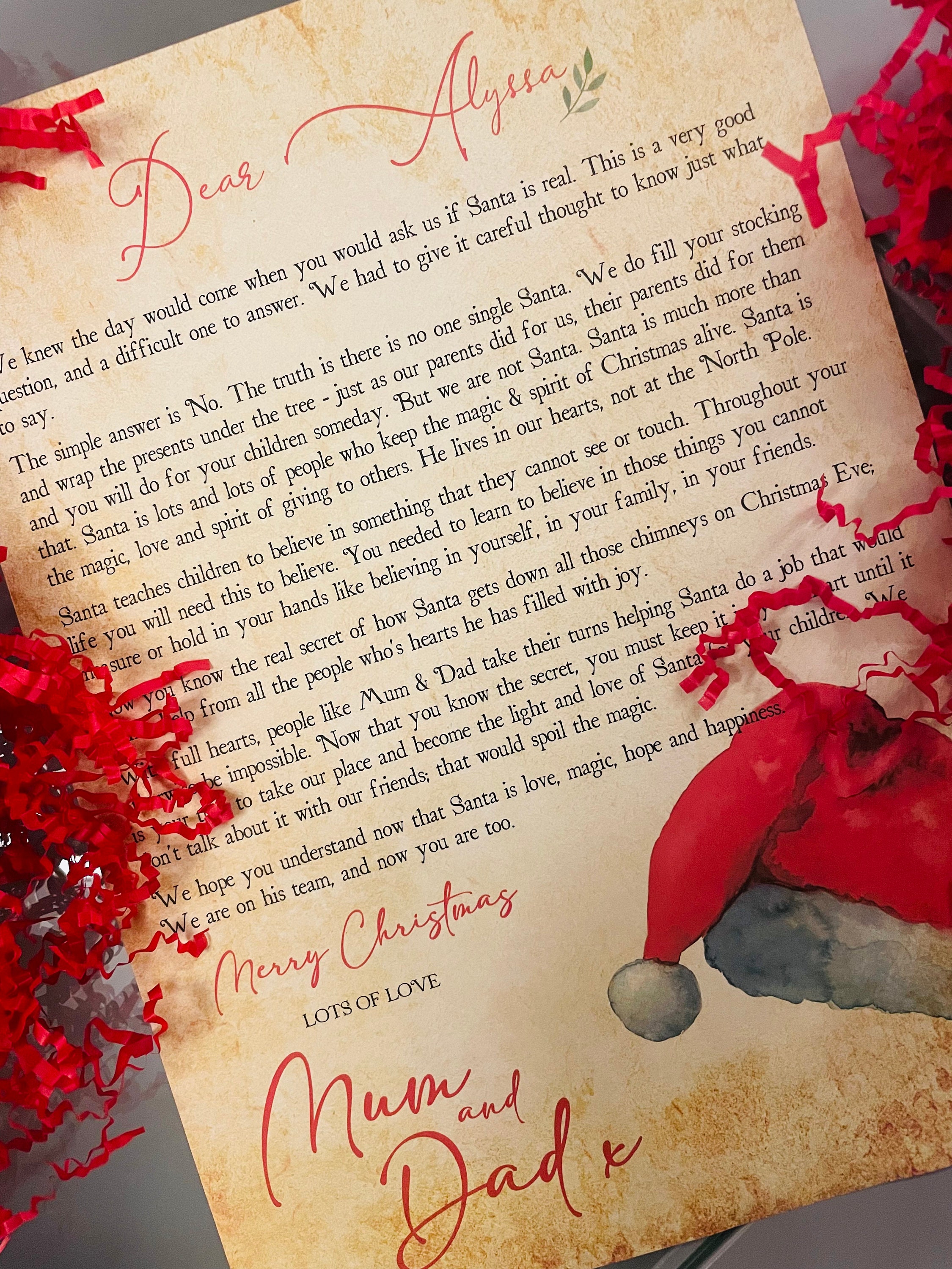 Explaining Santa Letter, is Santa Real, Letter From Parents About Santa