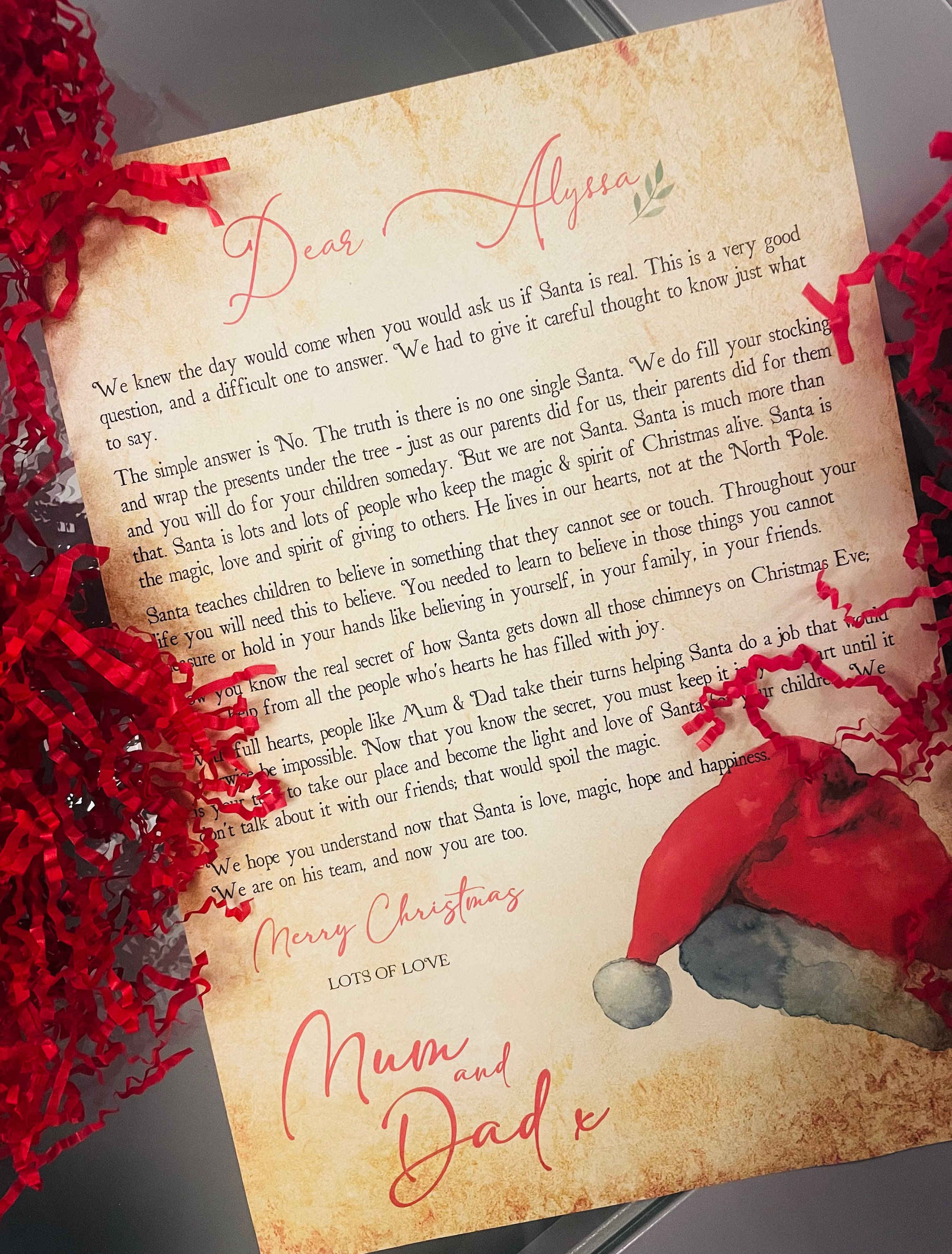 Explaining Santa Letter, is Santa Real, Letter From Parents About Santa
