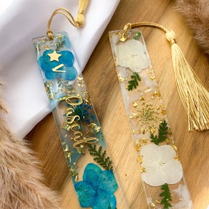 Lesezeichen mit echten getrockneten Blumen. Personalisierte Lesezeichen aus Resin. Epoxidharz. Resin .Handmade. Gift for her.Bookmarks . Bild 1