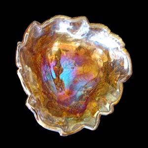 Amber Carnival Glass Berry bowl