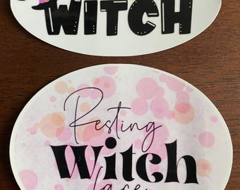 Halloween basic witch and resting witch face stickers