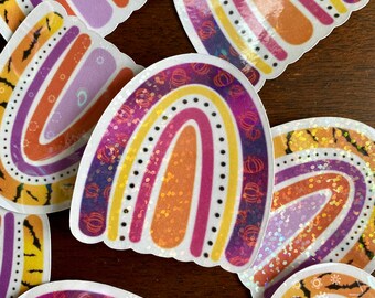 Halloween rainbow holographic stickers-set of two