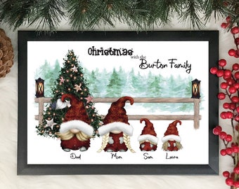 Personalised Christmas Gonk Family Print, Christmas Gonks, Family Gonks,