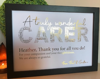 Real Foil Personalised Carer Word Art Print / Carer Christmas Gift / Carer Birthday Gift / Unique Carer Gift / Special Carer Print