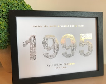 Personalised 30th Birthday Gift, 1995 Birthday, 1995 Keepsake, 30th Keepsake, Born in 1995, 16th, 18th, 21st, 30th, 40th, 50th, 60th, 70th,
