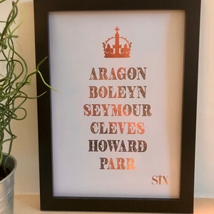 Real Foil Musical Six Quote (1) / Six the Musical / Musical Theatre / Musical Theatre Gift / Six Wives / Musical Quotes