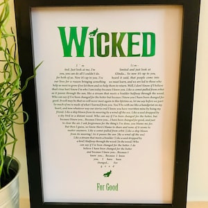 Real Foil Wicked Musical Lyric Print / Wicked / Wicked the Musical / Musical Theatre