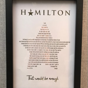 Real Foil Hamilton Musical Lyric Print / Hamilton the Musical / Hamilton Song Choice / Musical Theatre / Hamilton Fan