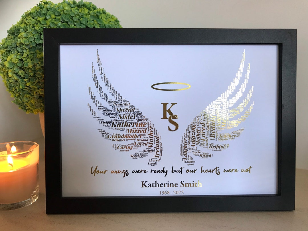 Personalised In Memory – Angel Wings Metal Photo Christmas Tree Decoration - Foto 10