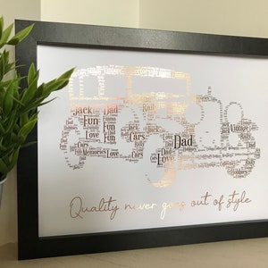 Real Foil Personalised Classic Car Word Art Print / Fathers day gift / Classic Car Enthusiast / Classic Car Gift / Vintage Cars Gift