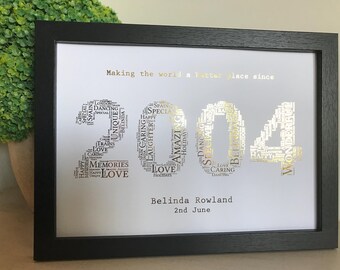 Personalised 21st Birthday Gift, 2004 Birthday, 2004 Keepsake, 21st Keepsake, Born in 2004, 16th, 18th, 21st, 30th, 40th, 50th, 60th, 70th,