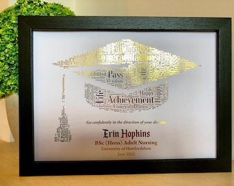 Real Foil Personalised Word Art Graduation print / Custom Graduation Gift / Graduation for Her / Graduation for Him / Graduation Keepsake