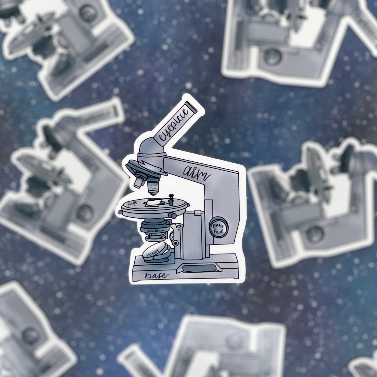 Labeled Microscope Sticker Lab Sticker Science Sticker Etsy