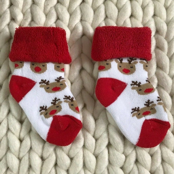 Baby Weihnachten Neuheit Rentier Kuschelsocken Neugeborenen Weihnachtsgeschenk 0-6M