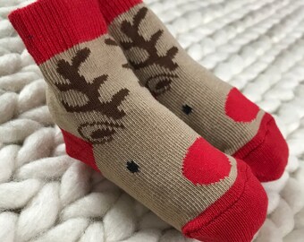 Baby Christmas Novelty Reindeer Socks Newborn Xmas Gift 0-6M