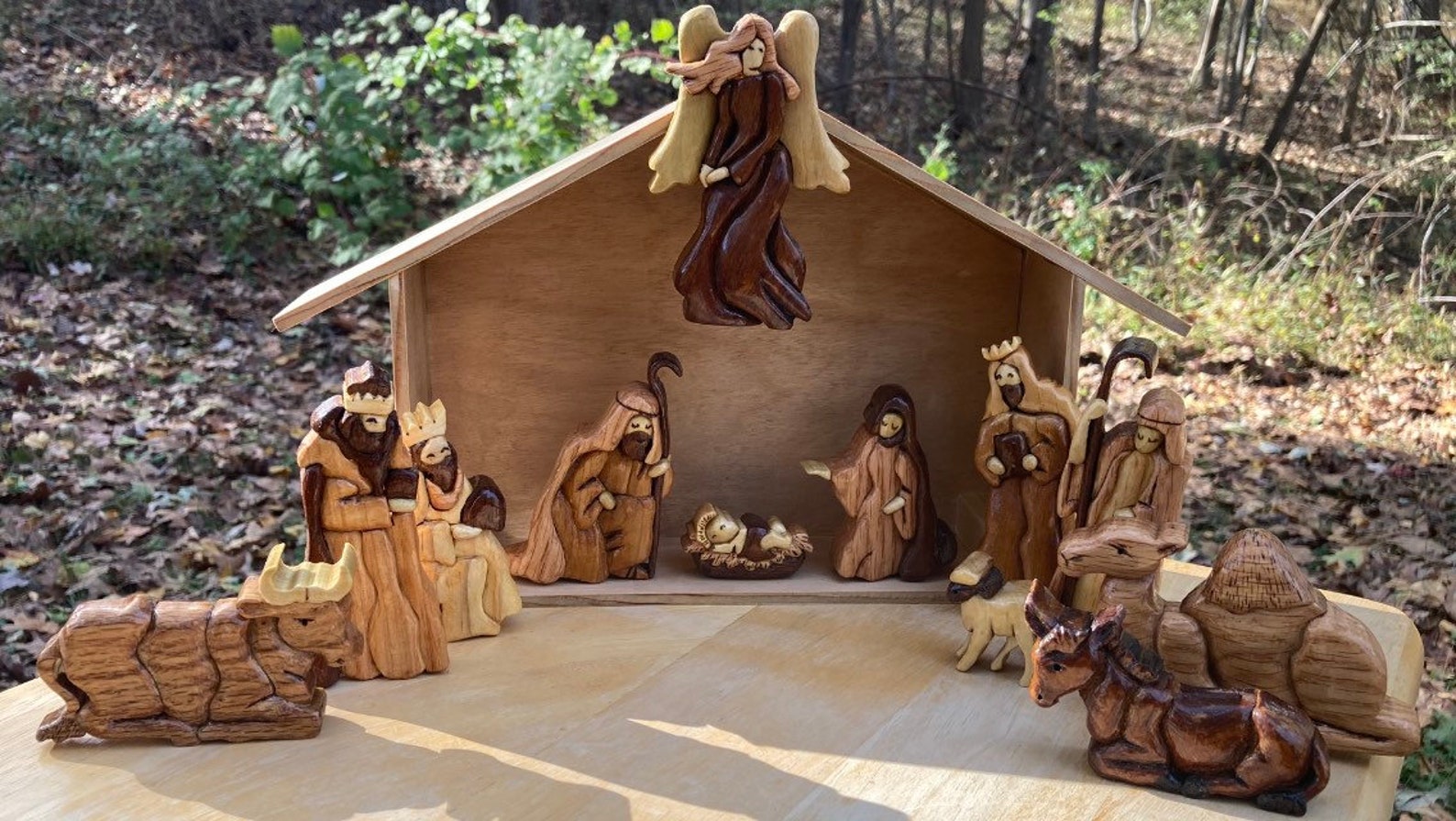 Wooden Nativity Scene Etsy