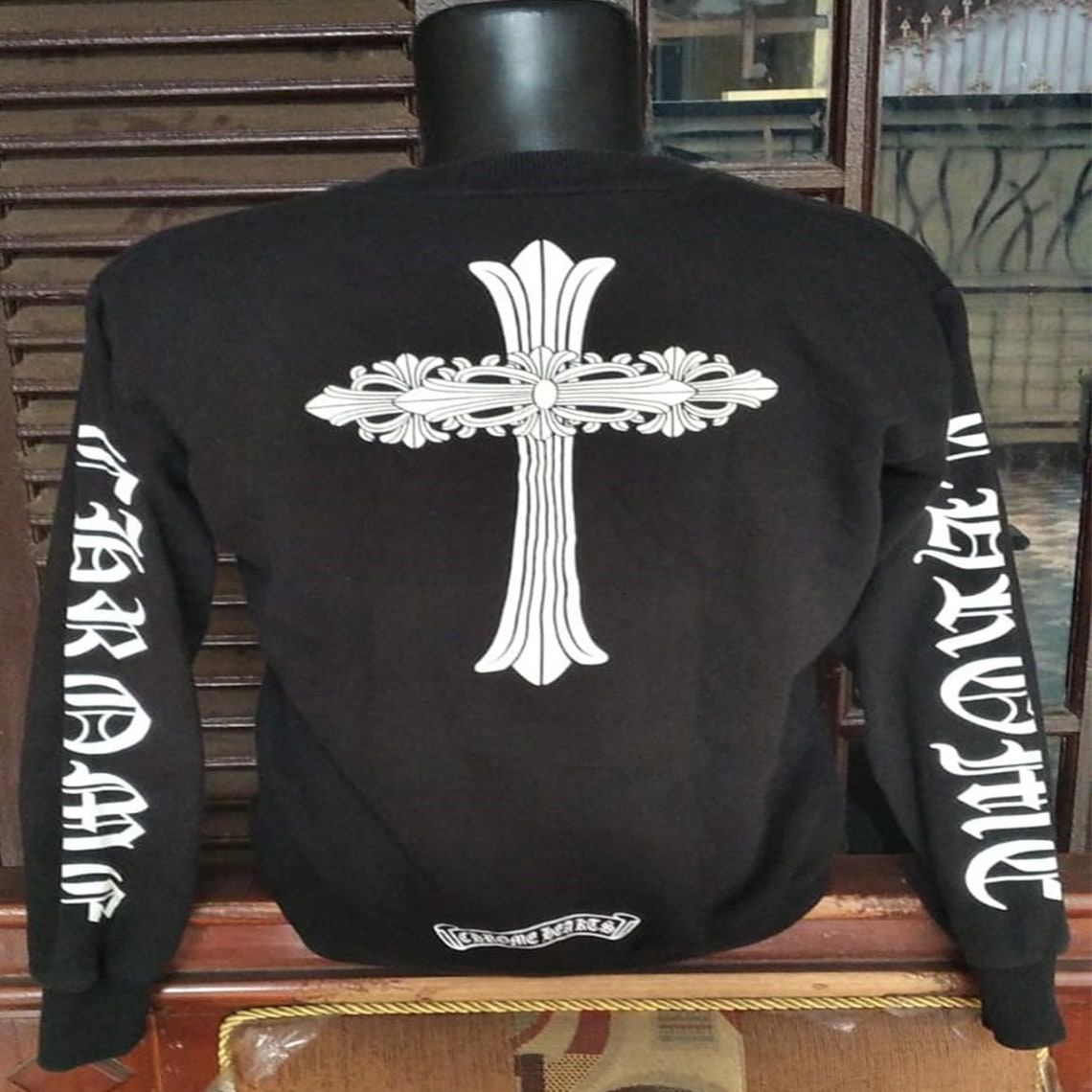 Sweatshirt Vintage Chrome Hearts Big Cross Black Etsy
