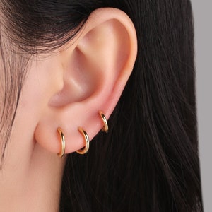 Gold Huggie Hoop Earrings Sterling Silver Cz Hoop Earrings | Etsy