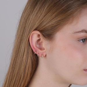 Tiny Pave Huggie Hoop Earrings, Gold Diamond CZ Huggie Hoop Earrings, Sterling Silver Cartilage Huggie Hoop, Tragus Huggie Hoop, Helix Hoop